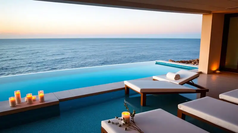 Infinity-Pool mit Meerblick und Kerzen