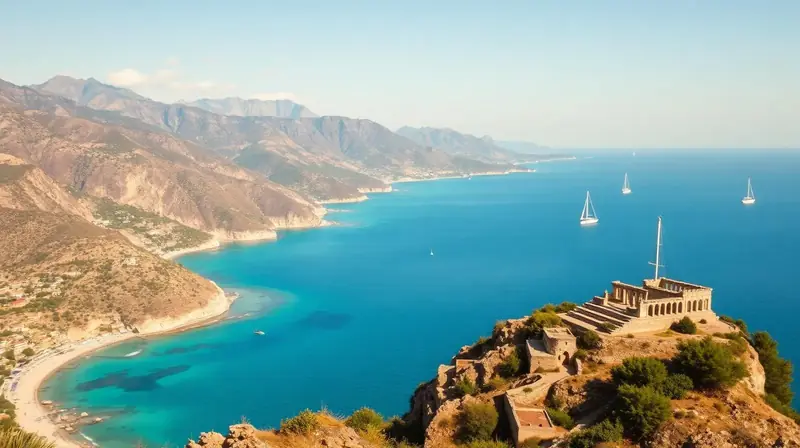 Türkische Riviera mit antiken Ruinen über türkisem Meer